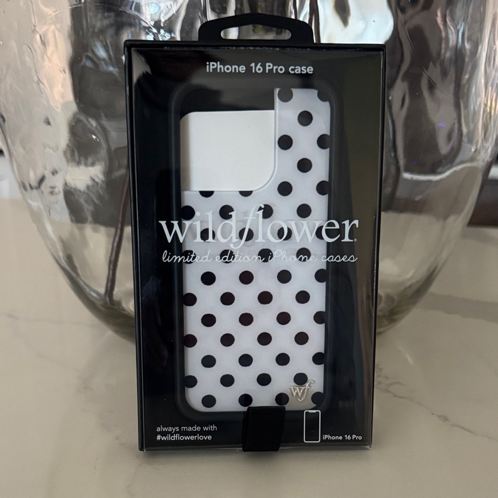 Wildflowers iPhone 16 Pro Case - White with Black Dots